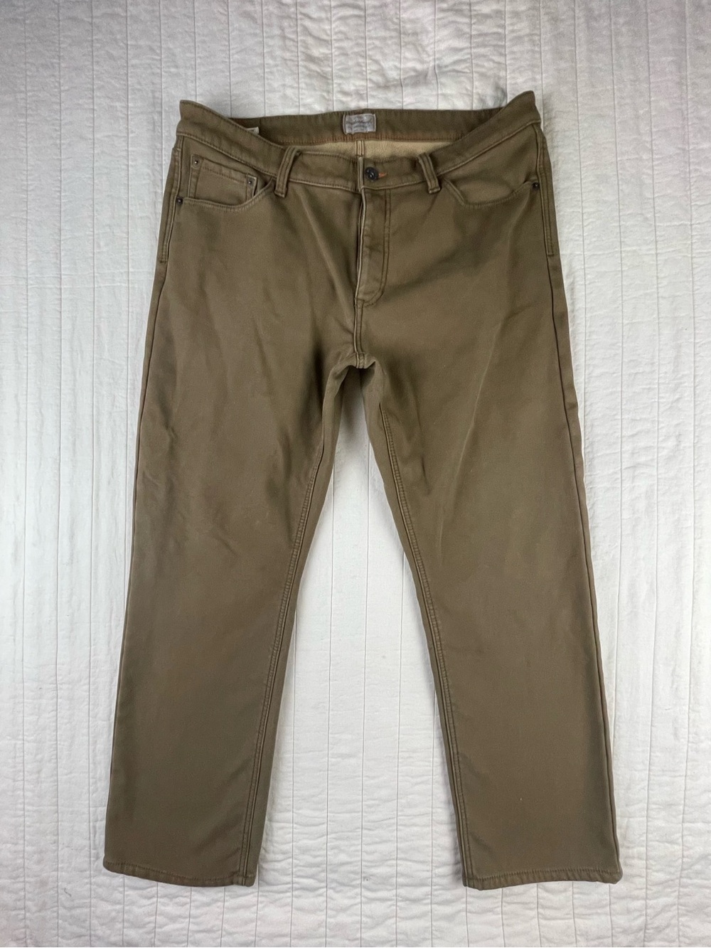 Weatherproof Men's Canvas Jeans Fully Fleece Lined Tan 38W 30L